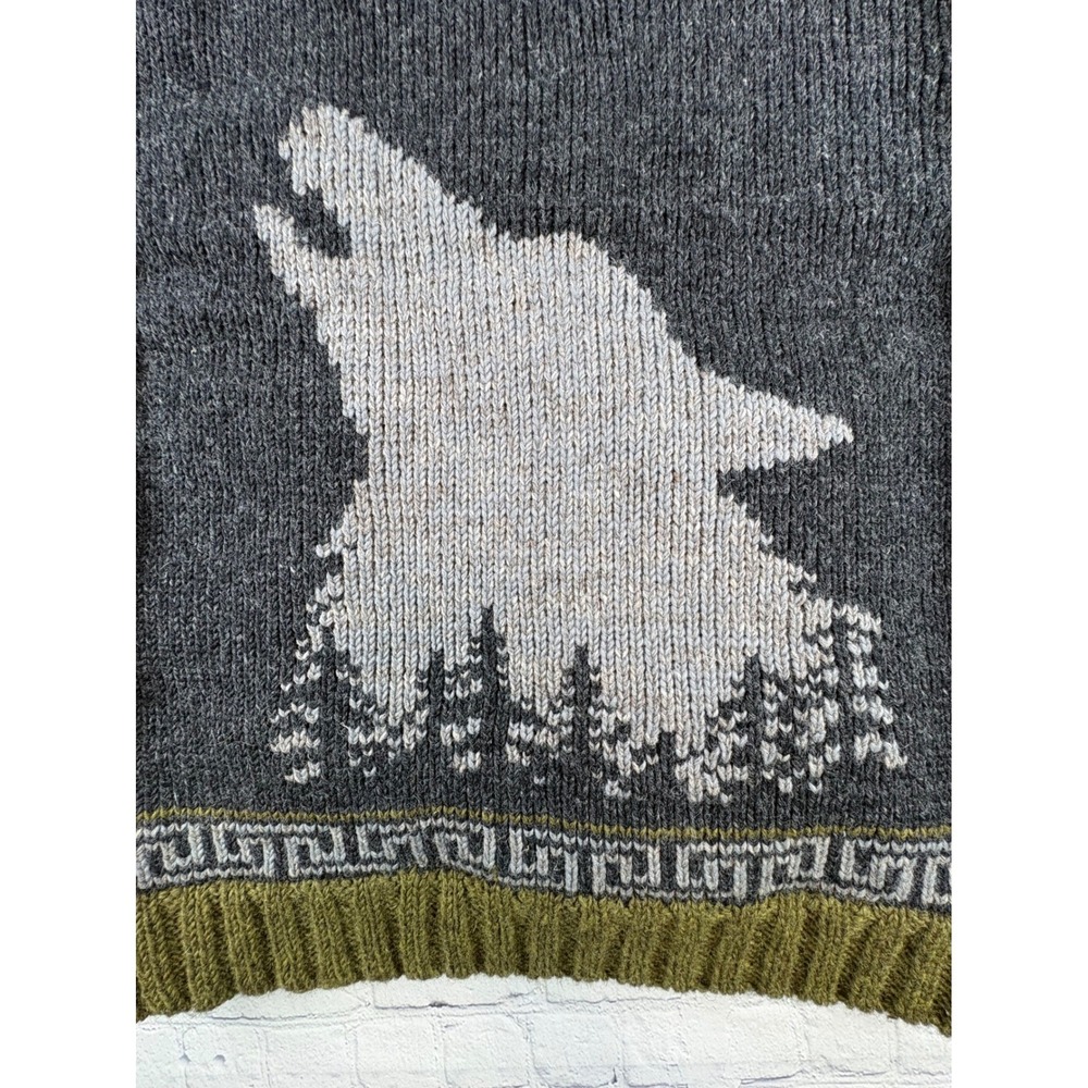 Lost Horizons Cardigan Mens L Gray Wolf Heavyweight Wool Full Zip Nepal - Picture 7 of 14